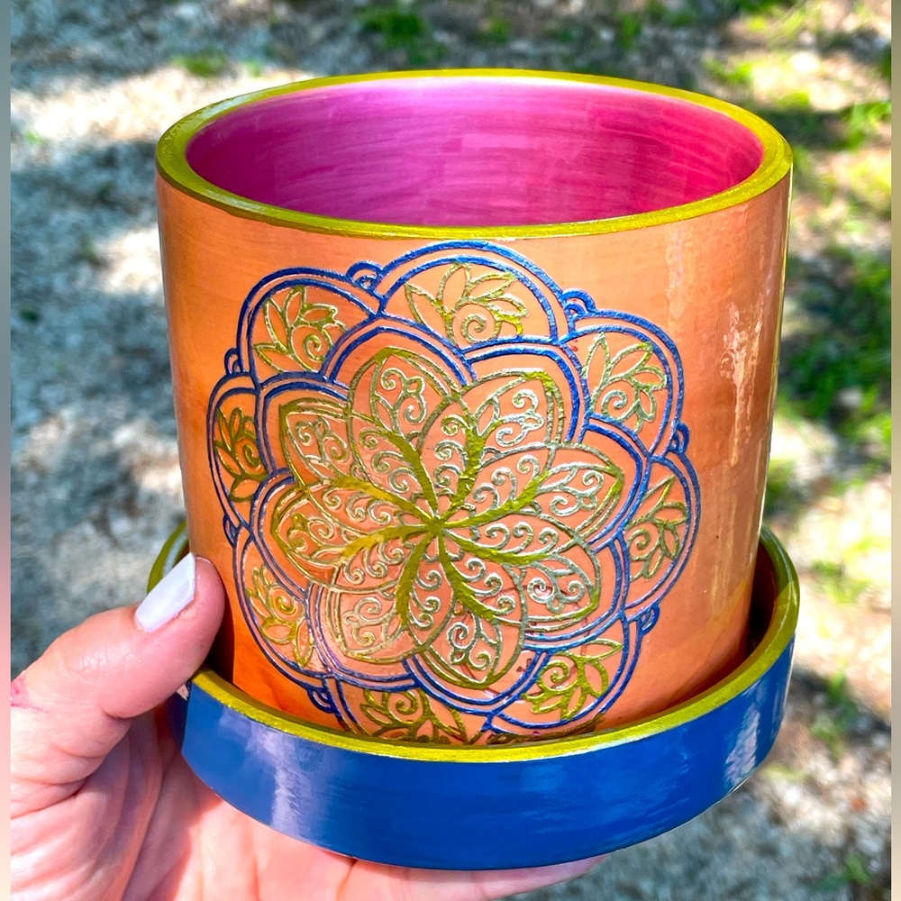 Unique, Handpainted Plant Pot